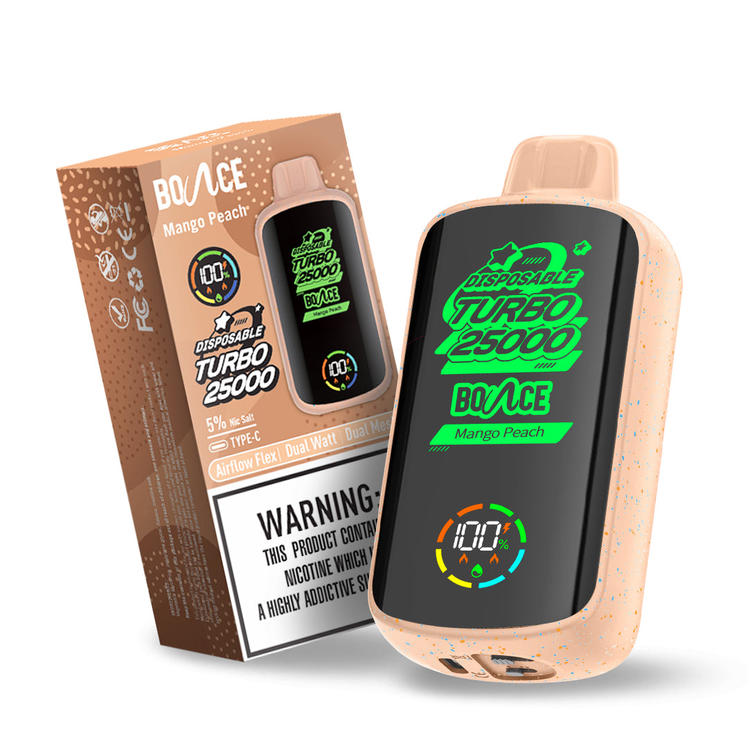 Bounce Vape Turbo 25000Puffs | Dispossable vape Adjustable Airflow Power Dual Coil Screen Display Rechargeable