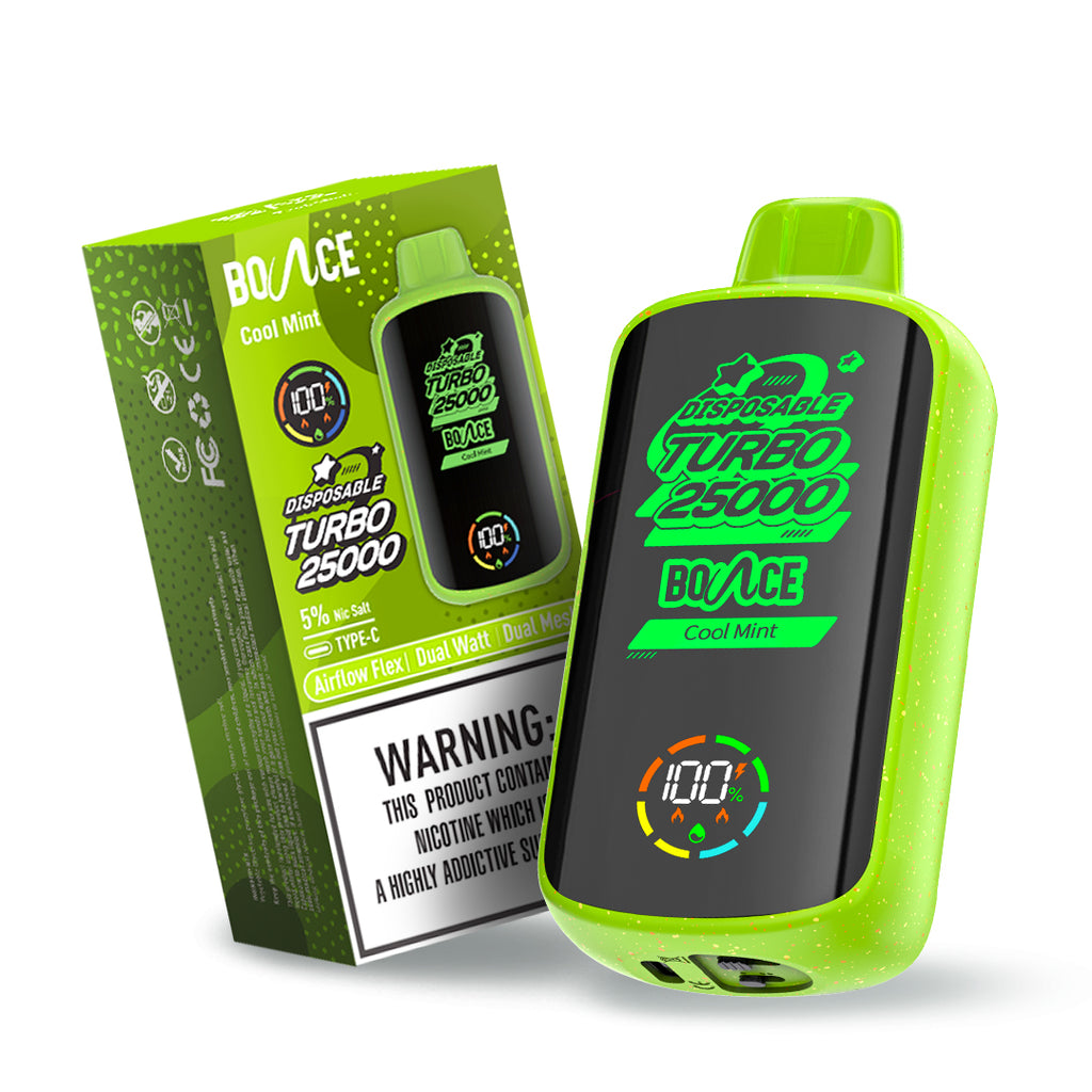 Bounce Vape Turbo 25000Puffs | Dispossable vape Adjustable Airflow Power Dual Coil Screen Display Rechargeable