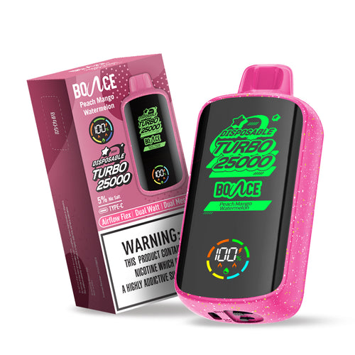 Bounce Vape Turbo 25000Puffs | Dispossable vape Adjustable Airflow Power Dual Coil Screen Display Rechargeable
