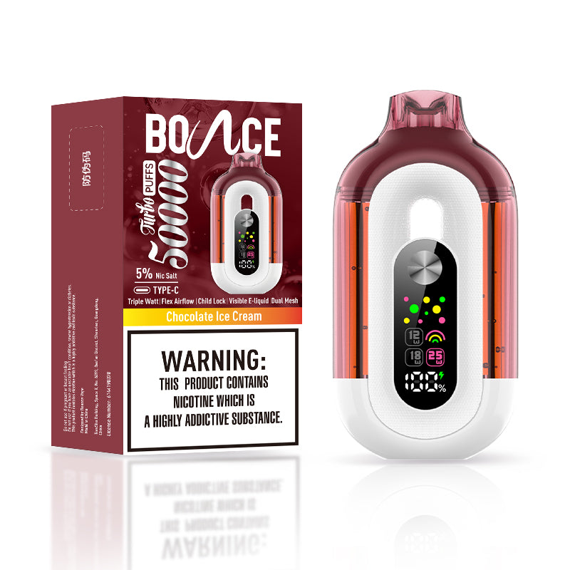 Bounce Vape Turbo 50000Puffs | Dispossable Digital Display  Double Tank Coil Visible E-Liquid Adjustable Airflow Power Control