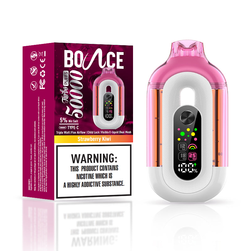 Bounce Vape Turbo 50000Puffs | Dispossable Digital Display  Double Tank Coil Visible E-Liquid Adjustable Airflow Power Control