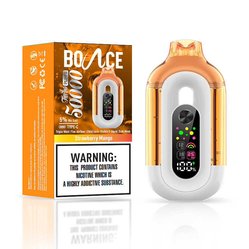Bounce Vape Turbo 50000Puffs | Dispossable Digital Display  Double Tank Coil Visible E-Liquid Adjustable Airflow Power Control