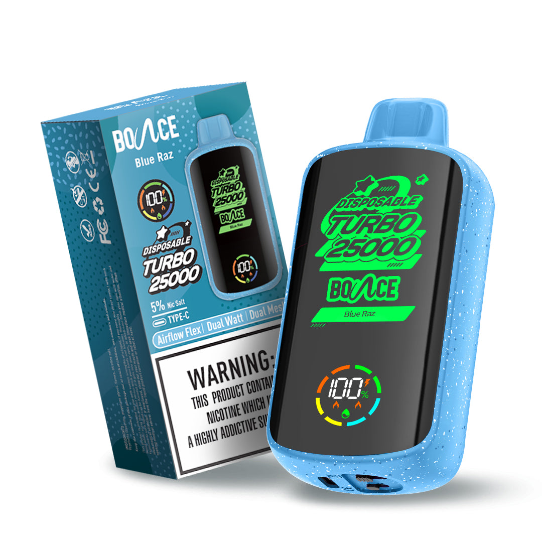 Bounce Vape Turbo 25000Puffs | Dispossable vape Adjustable Airflow Power Dual Coil Screen Display Rechargeable
