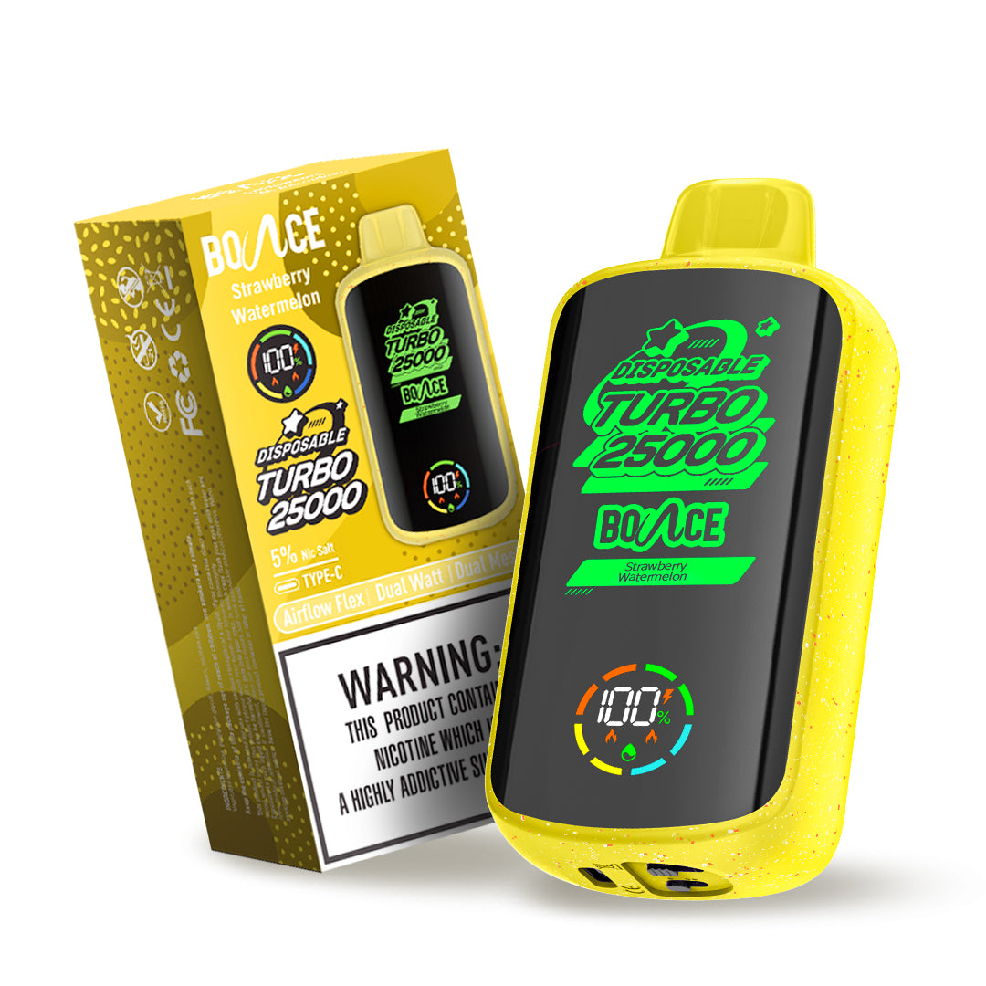 Bounce Vape Turbo 25000Puffs | Dispossable vape Adjustable Airflow Power Dual Coil Screen Display Rechargeable