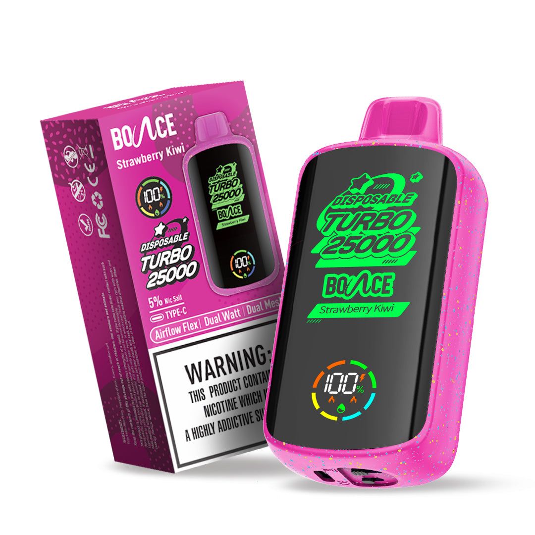 Bounce Vape Turbo 25000Puffs | Dispossable vape Adjustable Airflow Power Dual Coil Screen Display Rechargeable